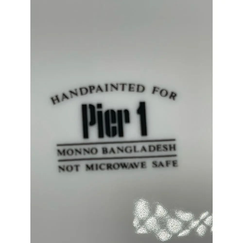 Pier 1 One Monno Bangladesh Set of 6 White Gold Rim Salad Plates